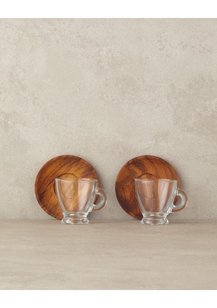 Bordo Ahşap Tabaklı 4'lü Kahve Fincan Takımı, 2 Kişilik, Şık ve Kullanışlı Set fiyatları