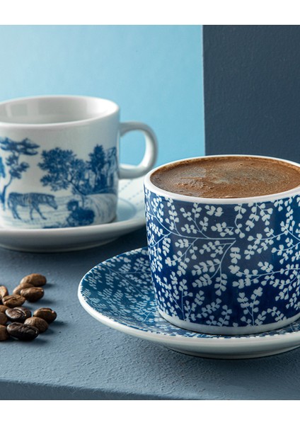 Lacivert 2'li Porselen Kahve Fincanı Takımı, 80 Ml, Şık ve Zarif Tasarım fiyatları