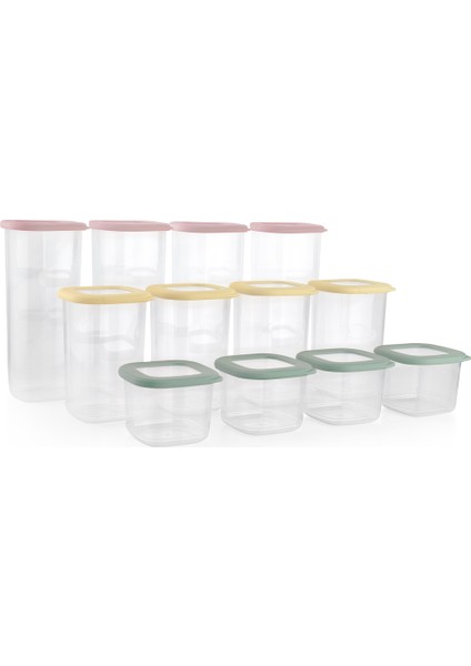12'li Çok Renkli Saklama Kabı Seti, Pratik ve Şık Mutfak Çözümü fiyatları