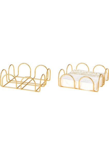 Şık Metal Peçetelik 18X18 Cm, Gold Renkli, Modern Tasarım modelleri