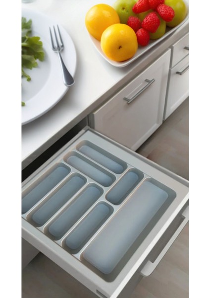Gri Renk Çekmece Içi Kaşıklık ve Kepçelik, 42X49 Cm, 36X40 Cm’ye Kadar Kesilebilir