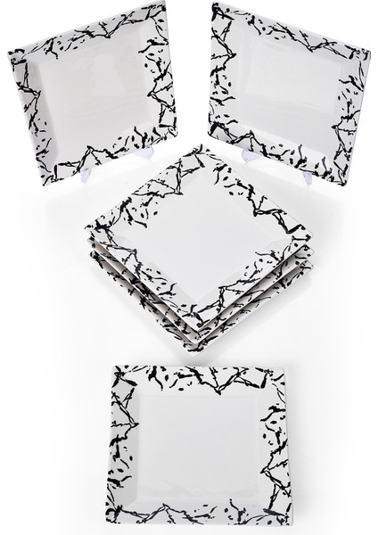 6'lı Mermer Tasarım Pasta ve Servis Tabakları, 20CM, Şık ve Zarif Set modelleri