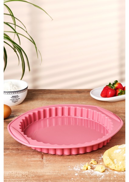 Pembe Silikon Tart Kalıbı, Şık ve Kullanışlı Kek Kalıbı, Mutfağınıza Renk Katın