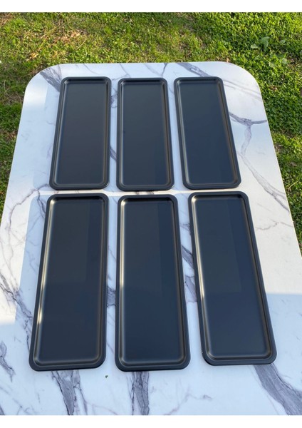 6'lı Siyah Metal Dekoratif Sunum Tepsisi, Mum, Çay, Kahve ve Pasta Servisi fiyatları