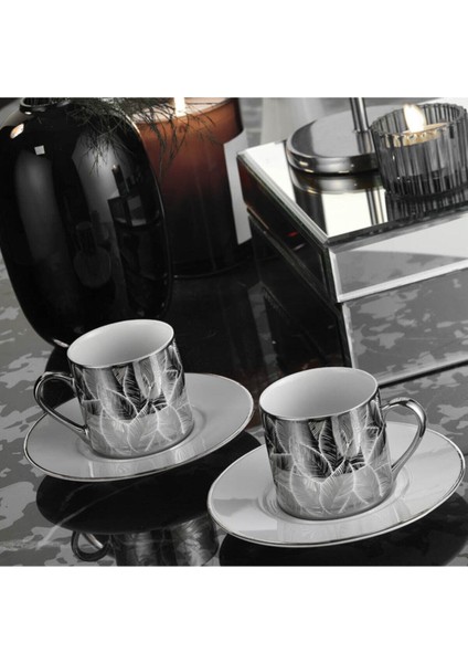 Gri 2 Kişilik Şık Kahve Takımı, Zarif ve Modern Tasarım