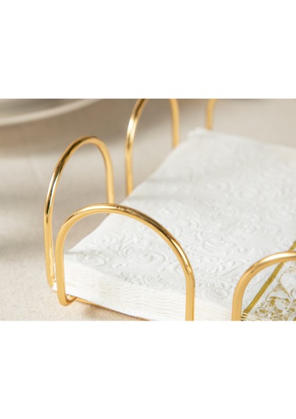 Şık Metal Peçetelik 18X18 Cm, Parlak Altın Renkli, Modern Tasarım fiyatları