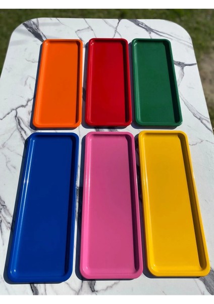 6'lı Renkli Metal Sunum Tabağı, Mum, Çay, Kahve ve Pasta Servisi Seti fiyatları