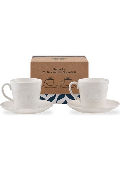 Beyaz Türk Kahvesi Fincan Takımı 2'li, Şık ve Kullanışlı Set