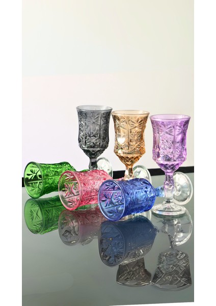 6 Renk El Yapımı Kristal Ayaklı Kahve ve Su Bardağı Seti, Şık ve Renkli Tasarım fiyatları