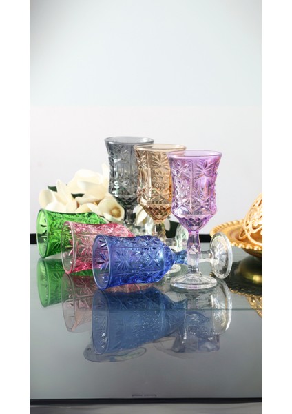 6 Renk El Yapımı Kristal Ayaklı Kahve ve Su Bardağı Seti, Şık ve Renkli Tasarım modelleri