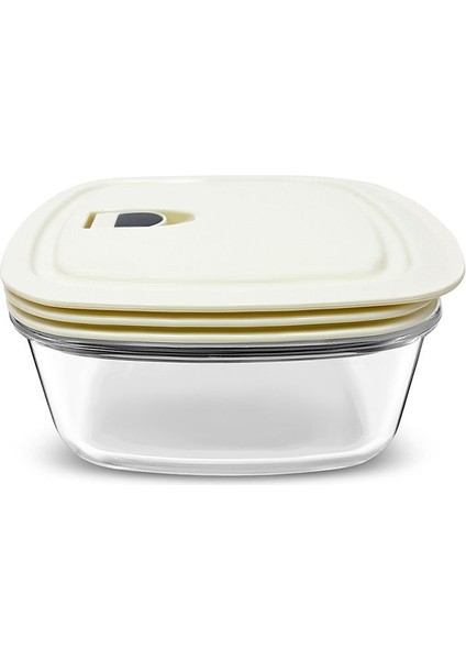 Vakumlu Kapaklı Cam Saklama Kabı 0.9 L, Bej, Şık ve Kullanışlı Mutfak Gereci indirimleri
