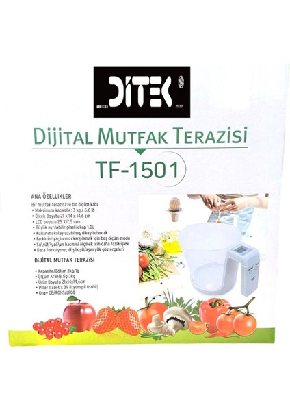 Dijital Mutfak Terazisi, Ölçüm Kabı, Ekranlı Tartı, Hassas ve Kullanışlı Tasarım fırsatları
