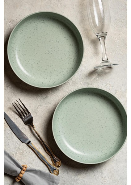 Çiftli 20 cm Yeşil Seramik Kase Takımı, Renkli ve Şık Tasarım