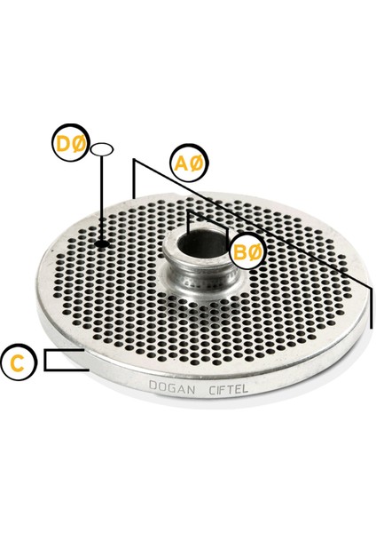 8 mm Metal Süzgeç Kıyma Makinesi Aynası Kasap No 32 Ergonomik ve Dayanıklı Tasarım