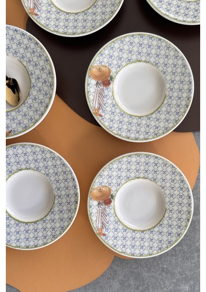 Şık 6 Kişilik Bej Porselen Çay Tabak Takımı, 6 Parça modelleri