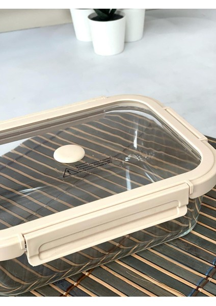 1520 ml Kilitli Cam Saklama Kabı Bej Renkli, Pratik ve Şık Saklama Çözümü modelleri