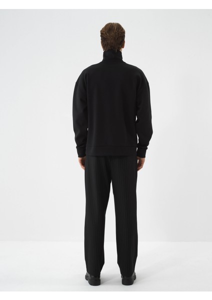 Erkek Siyah Pamuk Dokulu Oversize Sweatshirt indirimleri