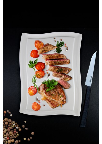 Beyaz Porselen Steak Sunum Tabağı, Şık ve Zarif Servis Için, Dayanıklı ve Hafif Tasarım