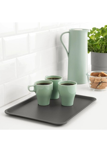 2'li Gri Plastik Tepsi Seti 37X29 Cm, Sunum ve Servis Için Uygun