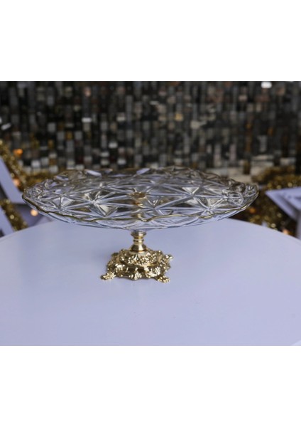 Yaldızlı Metal Ayaklı Pasta ve Kurabiye Sunumluk, Şık ve Kullanışlı Tasarım