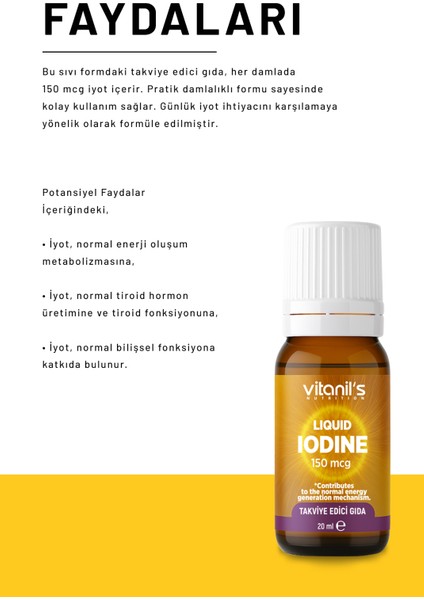 Liquid Iodine (Iyot Damlası) 20ML fiyatları