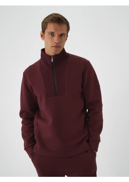 Erkek Bordo Pamuk Dokulu Regular Fit Sweatshirt fiyatları