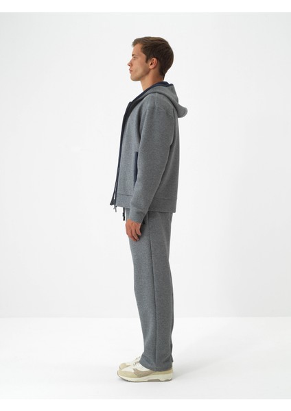 Erkek Gri Pamuk Dokulu Oversize Sweat Pantolon modelleri