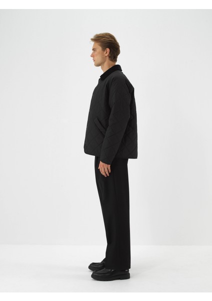 Erkek Siyah Kapitone Dokulu Regular Fit Mont modelleri