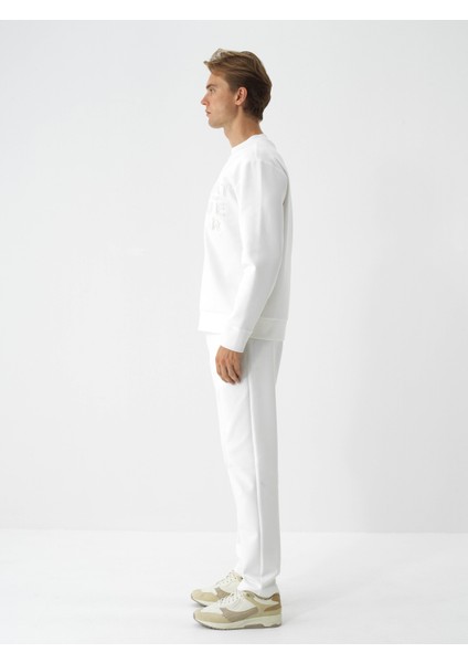 Erkek Ekru Pamuk Dokulu Regular Fit Sweatshirt modelleri