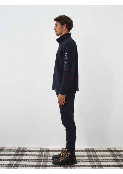 Erkek Lacivert Pamuk Dokulu Regular Fit Sweatshirt modelleri