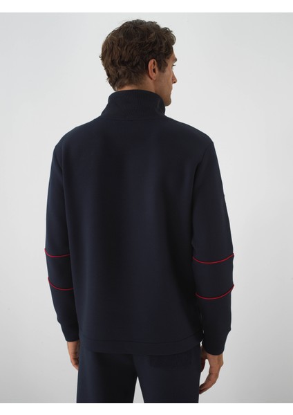 Erkek Lacivert Pamuk Dokulu Regular Fit Sweatshirt fırsatları