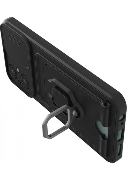 Xiaomi Poco M5 Kılıf Zuma Kartvizitli Yüzüklü Silikon - Siyah modelleri