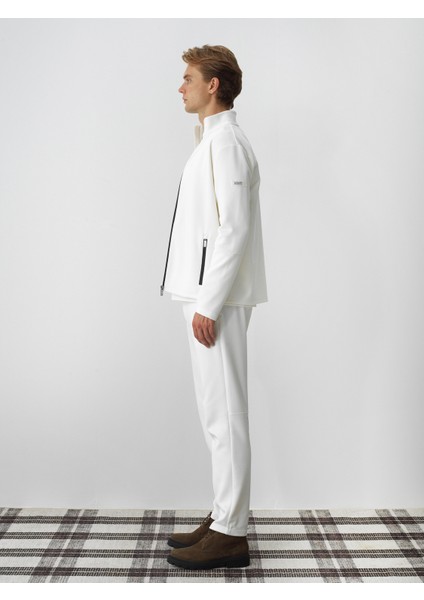 Erkek Ekru Esnek Dokulu Regular Fit Sweatmont modelleri
