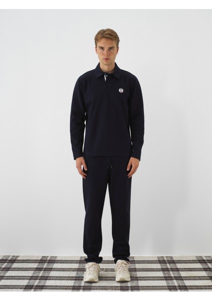 Erkek Lacivert Pamuk Dokulu Regular Fit Sweatshirt