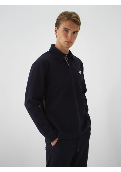 Erkek Lacivert Pamuk Dokulu Regular Fit Sweatshirt fiyatları