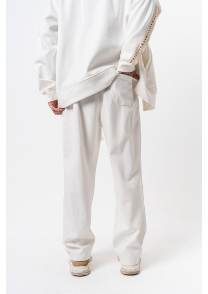 Erkek 7 Şerit Detaylı Kışlık Doubleface Baggy Eşofman Altı Ekru fırsatları