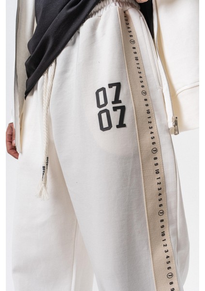 Erkek 7 Şerit Detaylı Kışlık Doubleface Baggy Eşofman Altı Ekru indirimleri