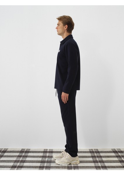 Erkek Lacivert Pamuk Dokulu Slim Fit Sweat Pantolon modelleri