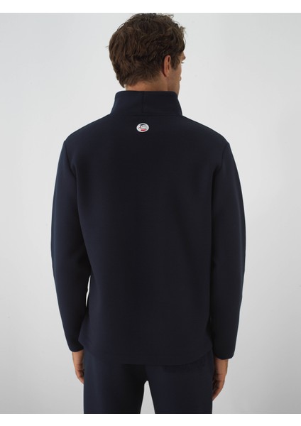 Erkek Lacivert Pamuk Dokulu Regular Fit Sweatshirt fırsatları