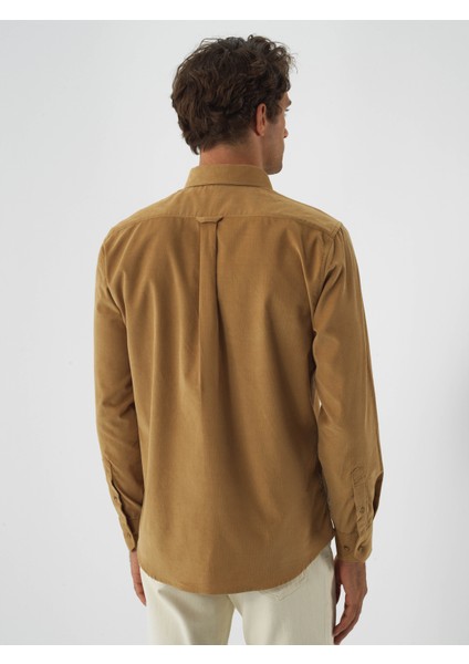 Erkek Camel Lüks Dokulu Soft Kadife Regular Fit Gömlek fırsatları