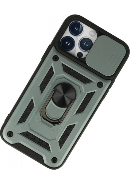 iPhone 13 Pro Max Kılıf Pars Lens Yüzüklü Silikon - Yeşil modelleri