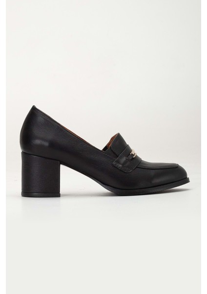 Kadın Hakiki Deri Tokalı Şık Topuklu Ayakkabı - Siyah modelleri