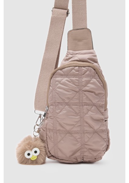 Puff Kumaş Kolon Saplı Fermuarlı Nikel Aksesuarlı Body Bag
