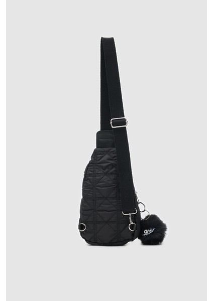 Puff Kumaş Kolon Saplı Fermuarlı Nikel Aksesuarlı Body Bag