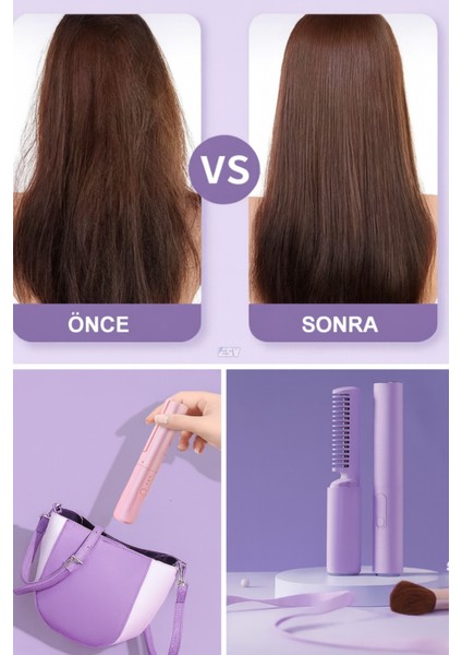 Mini Kablosuz Saç Düzleştirici Tarak, Renkli, 150°C-200°C, Taşınabilir, Pratik Kullanım modelleri