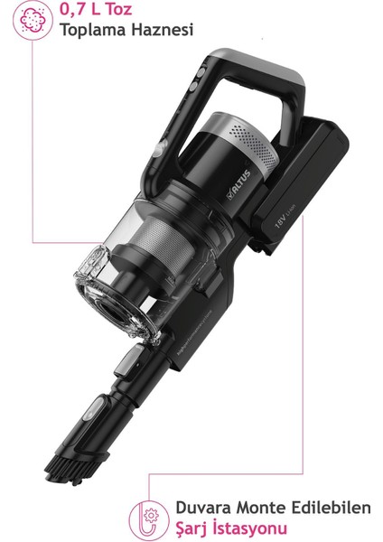 Çift Fonksiyonlu Şarjlı Dik Süpürge, Siyah Renkli, Pratik Temizlik Aracı fırsatları