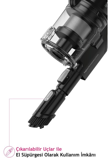 Çift Fonksiyonlu Şarjlı Dik Süpürge, Siyah Renkli, Pratik Temizlik Aracı