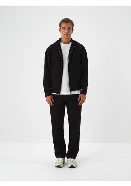 Erkek Siyah Pamuk Dokulu Oversize Sweatmont