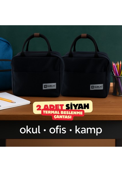 2’li Siyah Termal Beslenme Çantası 8l | Sıcak Soğuk 6-8 Saat Korumalı, Okul Ofis Kamp Kullanımı fiyatları