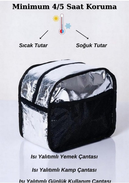 2’li Siyah Termal Beslenme Çantası 8l | Sıcak Soğuk 6-8 Saat Korumalı, Okul Ofis Kamp Kullanımı